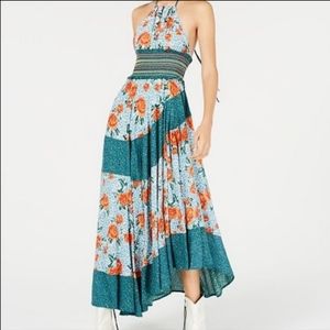 Free People asymmetrical floral halter dress